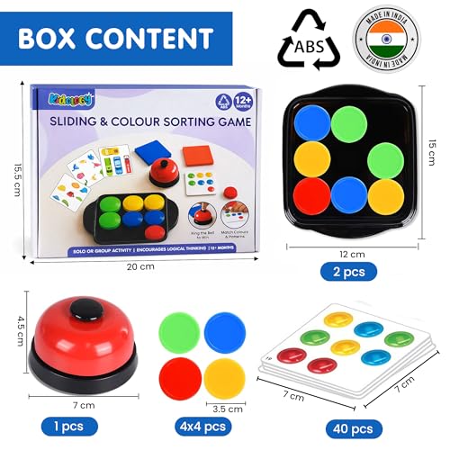 Image of Kidology Color Matching Puzzle Game for Kids 12+ Months | Builds Logical Thinking & Brain Development | Fast-Paced Board Game with Bell Cards Color Buttons | Educational Gift Boys & Girls