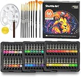 アクリル絵の具 82点セット 66本 ペイントブラシ10本 パレート付き