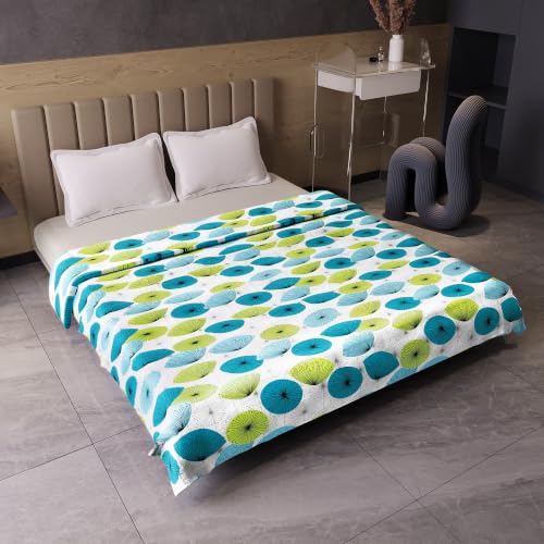 Image of Divine Casa Floret 100% Cotton Double Dohar | 120 GSM | Soft & Lightweight Throw Blanket | Reversible Design | Cozy & Breathable Bedding | All-Season Comfort | 220 x 205 CM, Aqua