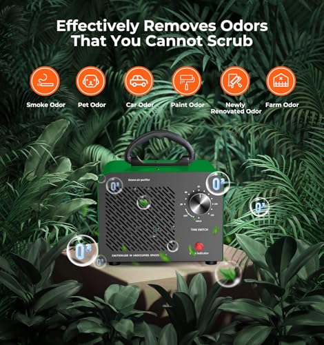 Image of Hadlook Ozone Generator, 48,000mg /h High Capacity O3 Machine for Large Spaces Up to 4,000 Sq Ft, Portable Odor Eliminator for Car, Home, Basement, Smoke, Pets, and Commercial Use, Green