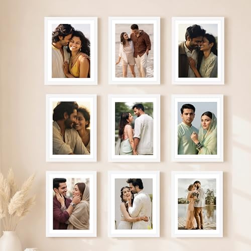 Image of Art Street Premium Photo Frame for living room, Classic Aesthetic Design Photo Frames for Photograph, Art Work, Kids Room Set of 9 (6x8 Inch, White)