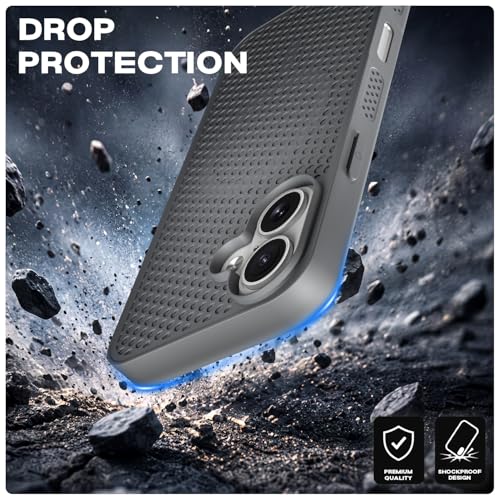 Image of Pikkme Back Cover for iPhone 17 | Honeycomb Cooling Design | Silicone Heat Dissipation | Mag-Safe Compatible | Shockproof Camera Protection Bumper Case (Grey)
