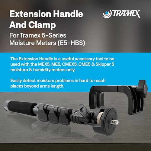Image of Tramex Extension Handle & Clamp for the 5-Series Moisture Encounters | Use with Our MEX5, ME5, CMEX5, CME5 & Skipper 5 Wood, Drywall, Concrete & Marine Meters Only | Adjustable Tool for Measurement