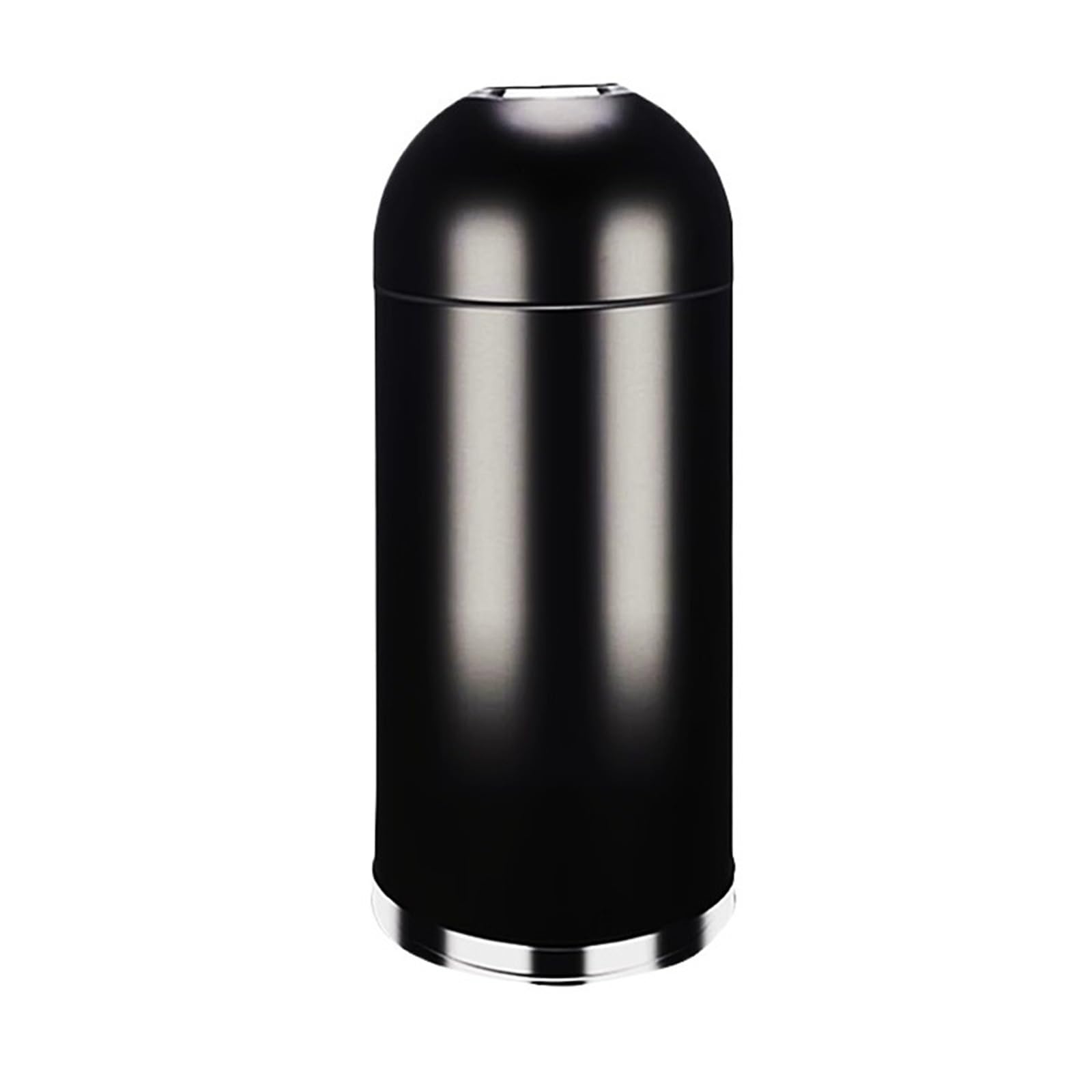 ZYYANSHOP Trash Cans Commercial Trash Cans, Stainless Steel Cylindrical Garbage Can for Hotels Shopping Malls Wastebasket Garbage(Black,XL)