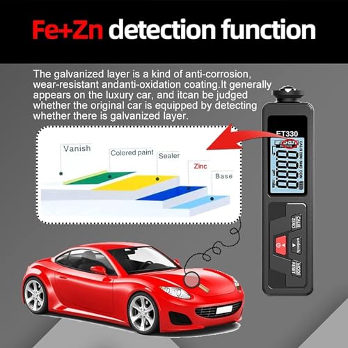 Medidor portátil de espesor de recubrimiento de pintura automotriz, con pantalla HD de retroiluminación y sonda de alta precisión para pruebas de recubrimientos Fe y NFe 0-1500um miniatura 4