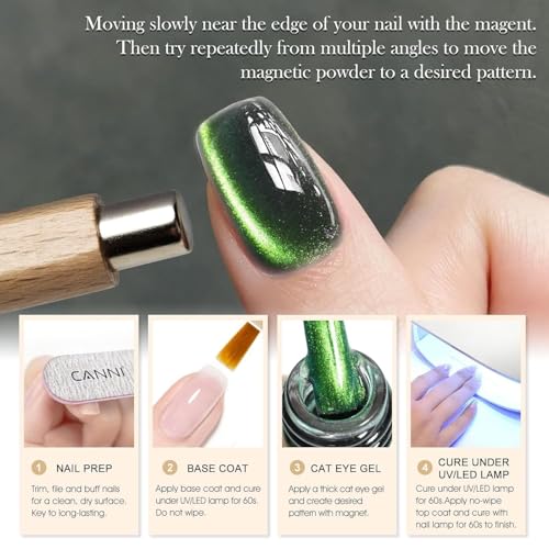 Image of Bolt bee Glitter Cat Eye Nail Gel Polish 9ml Gel Paint Soak Off UV Led | 9D Art Polish Galaxy Magnetic for Nail Designs | LED Soak Off Nail Lacquer Gel Strong Nail Art Magnet For Home Salon-(Green)