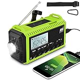Weather Radio 5000mAh Emergency Solar Hand Crank Radio AM/FM/SW NOAA Portable Survival Radio for Home and Outdoor Emergency with 5 Ways Powered, SOS Alarm, Flashlight, Reading Lamp USB Charge (Green)