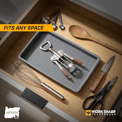 Image of Work Sharp Knife Valet Tray - Desktop & Work Station Organizer For Knives & Sharp Tools - Interior 4.625 inch x 7.3125 inch Exterior 5.1875 x 7.8125 - Stays Put With Secure Grip