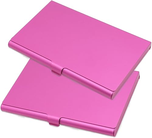 Vista 7 de Paquete de 2 tarjeteros de metal negro, funda para tarjetas de visita de aleación de aluminio, funda abatible de bolsillo delgado, tarjetero