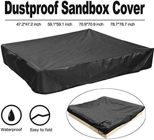 Miniatura 2 de Cubierta de caja de arena toldo protector cuadrado con cordón, mantiene la arena y los juguetes lejos del polvo y la lluvia