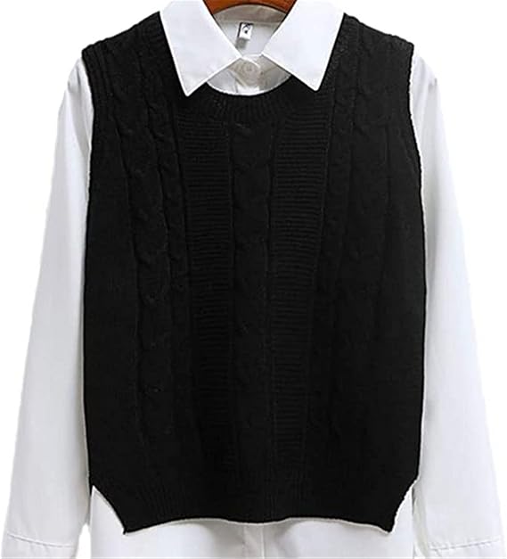 lnnuggfish Women Sweater Vest Autumn Stylish Vintage Geometric Argyle V