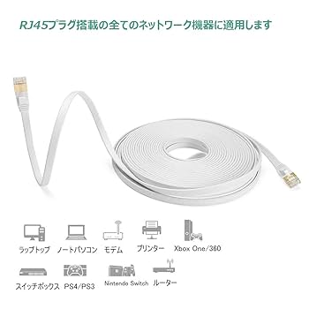 Amazon.co.jp: Ankuly lanケーブル 10m フラット ケーブル 有線