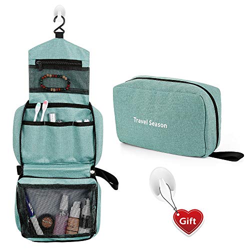 Travel Toiletry Bag, Hanging Toiletry Organizer Bag - Foldable Cosmetic Bag with Hook, Handle, Waterproof and Portable for Men & Women