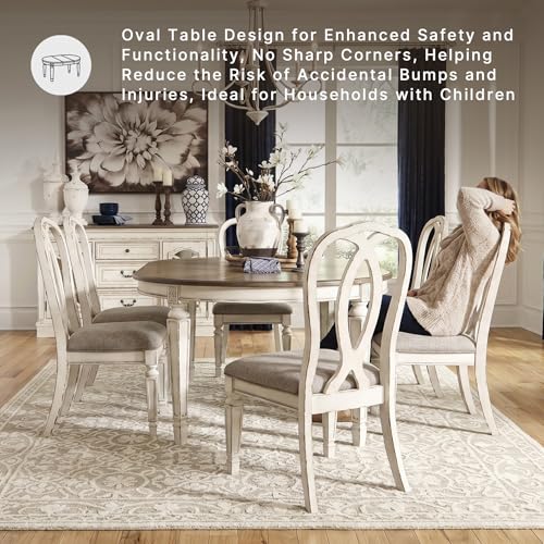 Signature Design by Ashley Extendable Round to Oval Dining Table, White - image 6