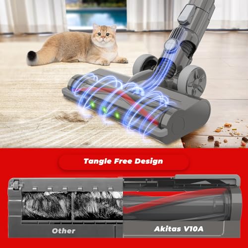 V10A Cordless Vacuum Cleaner 450W BLDC Motor 45kPa Suction 60min Runtime Lightweight Stick & Handheld LED Power Brush with Green Light Tangle-Free Ideal for Carpet Hard Floors & Pet Hair - Image 3