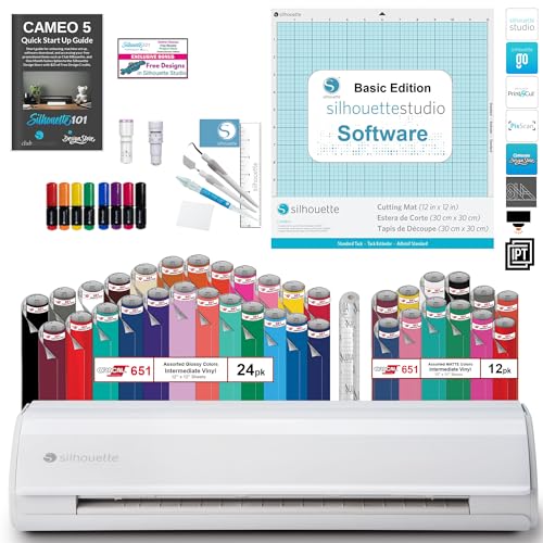 Silhouette America CAMEO5-CC-B1 Silhouette Cameo 5 Vinyl Bundle- 36 Sheets Of Vinyl cover