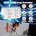 6 Outlet Extender Surge Protector 2 Pack, 980 Joules 3-Prong Grounded Electrical Plug Outlets, Wall-Mountable Power Adapter Wall Tap with Indicator LED Light for Home,Office, Travel, White, ETL Listed
