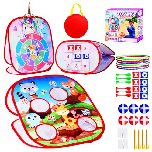 Bean Bag Toss Outdoor/Indoor Game Set for Kids - 5IN1 Cornhole Family Party Toys Age 3-8 Years Toddlers Children/Backyard Throwing Toy to Boys Girls Birthday/Christmas/Easter Kid Gift, Animals