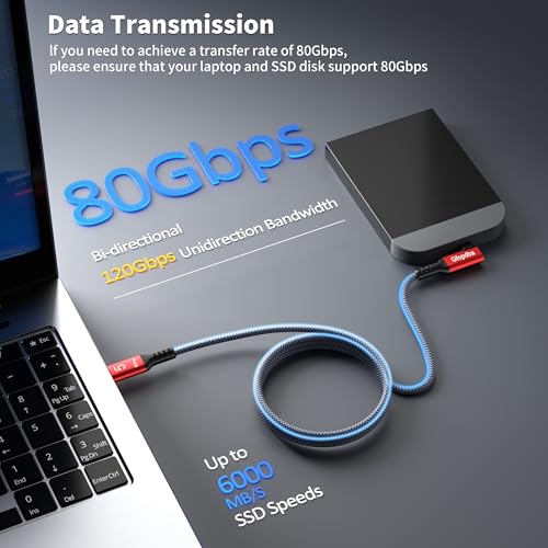 USB C Camera Tethering Cable for Right Angle Thunderbolt 5 Cable 1 FT, 120Gbps Bandwidth, 80Gbps, 240W, 8K@165Hz, 4K@540Hz for Thunderbolt 4, iPhone 17, USB4, Canon, Sony, Nikon, Fuji, Mac mini M4 - image 5