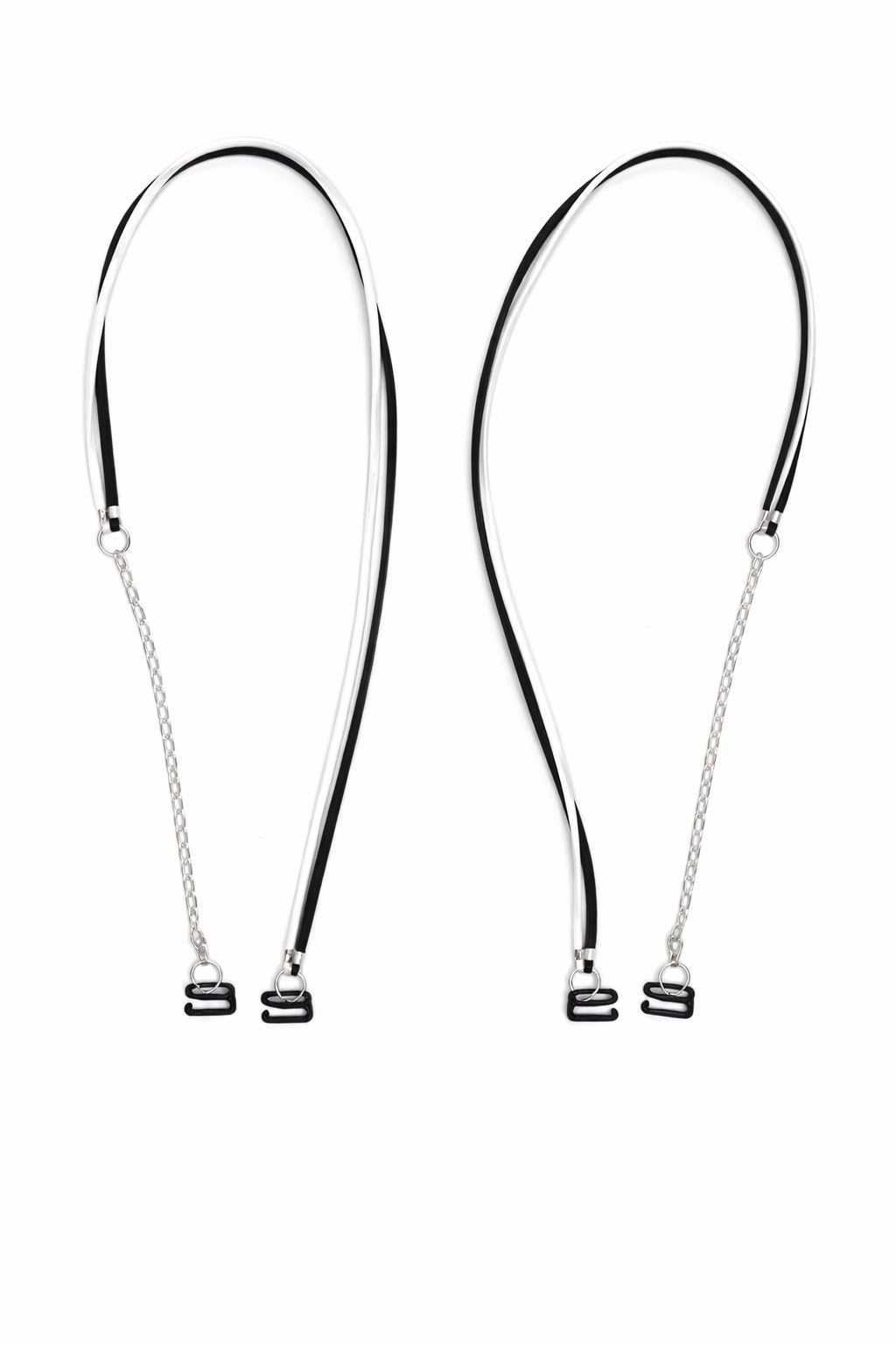 heddz Designer Bra Strap Replacement for Women | Adjustable Soft Leather Blouse Strap with Metal Chain & S Hook | Decorative Ethnic Shoulder Strap (Balck & White)-picture-35