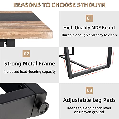 STHOUYN-71-6ft-Large-Dinner-Table-for-6-8-Seat-Dining-Room-Table-Rectangular-Farmhouse-Modern-Kitchen-Long-Black-Brown-Industrial-Conference-Brown STHOUYN 71 6ft Large Dinner Table for 6 8 Seat Dining Room Table Rectangular Farmhouse Modern Kitchen Long Black Brown Industrial Conference Brown
