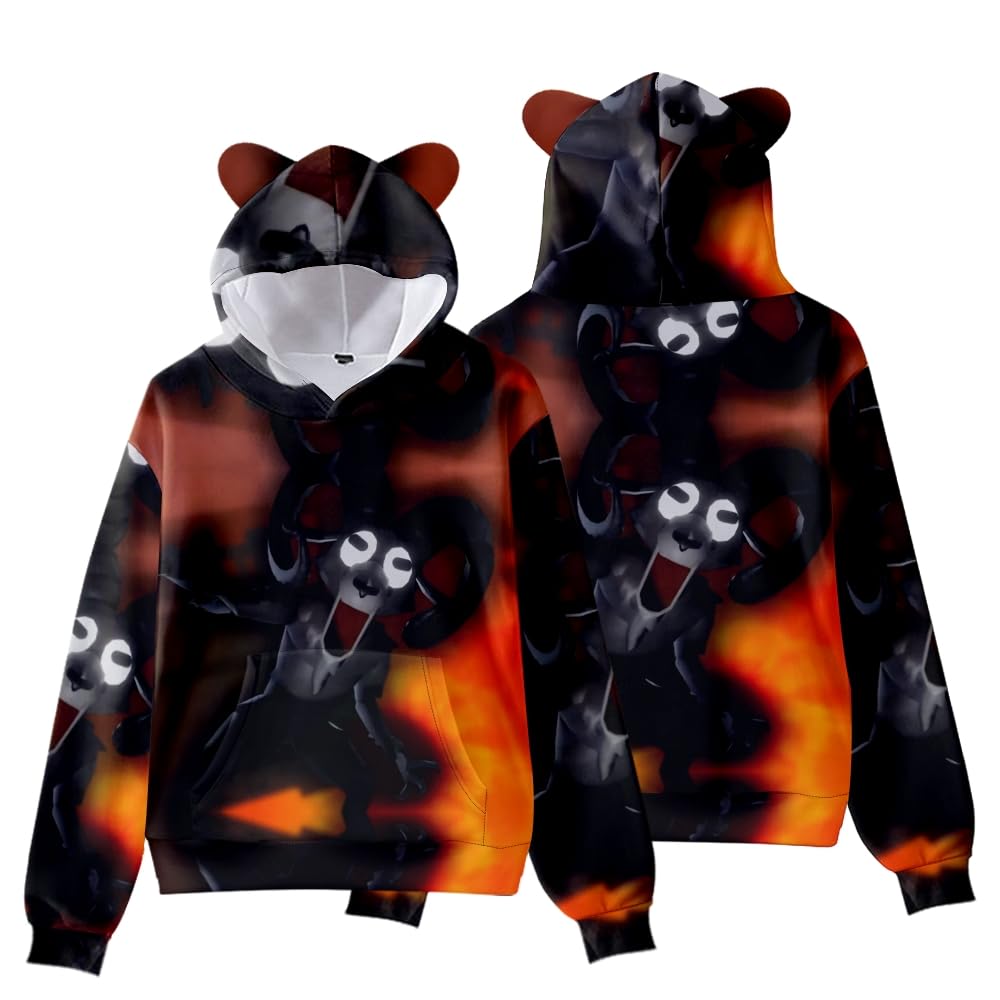 Hzsyc Boys C 99 Nights In The Forest 3D Figure Printed Sweatshirt Kids Funny 99 Nights In The Forest At's Ear Shaped Hoodie (,11-12Years)