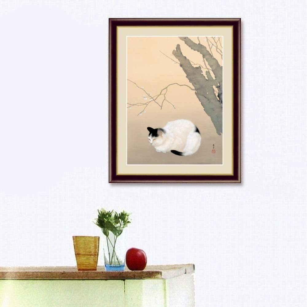 オブジェ アート 芸術 美術 壁掛け 手描き 原画 1点もの 大型 ねこ 竹内栖鳳『斑猫』額 : アートの友社 竹内栖鳳『斑猫』額 113529