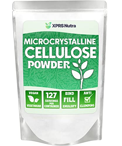 XPRS Nutra Microcrystalline Cellulose Powder - Odorless Cellulose Fiber Powder - 100% Pure Powdered Cellulose Supplement is an Insoluble Fiber for Pill Binder Mix and Cellulose Paste (9 Ounces)