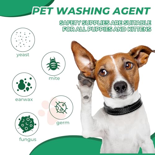120ml Ohrenreiniger für Hunde,Sanfte Ohrenpflege für Hunde,wirkende Ohrenpflege für Hunde,Hund Ohrentropfen stoppen Ohren Juckreiz,Haustier Ohrreiniger für Hunde und Katzen