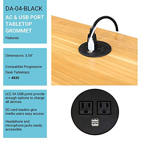 Standing Desk Grommet 3.54" Diameter Round AC Power Adapter with Dual