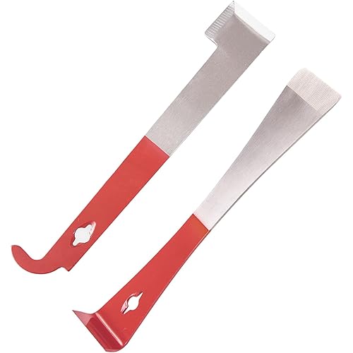 2PCS Stainless Steel Beekeeping Hive Tools – J Hook & L Hook Frame Lifter and Scraper Set, Durable Beekeeper Equipment for Hive Maintenance