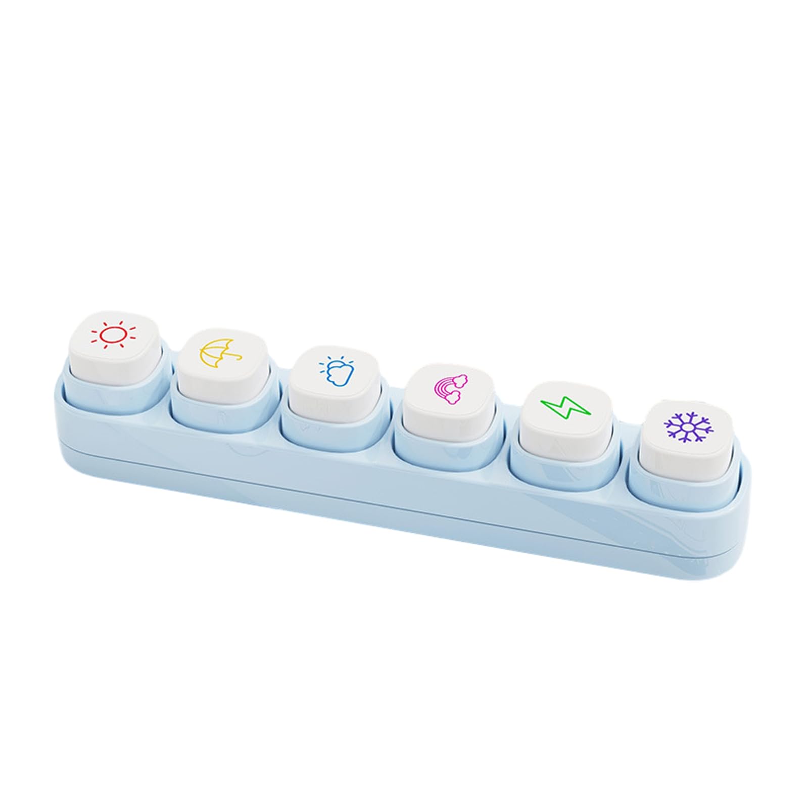 Juebueix 6 Pcs Weather Planner Stamps, Self-Inking Mini Symbols with Storage Base for Journaling, Scrapbooking and DIY Crafts E