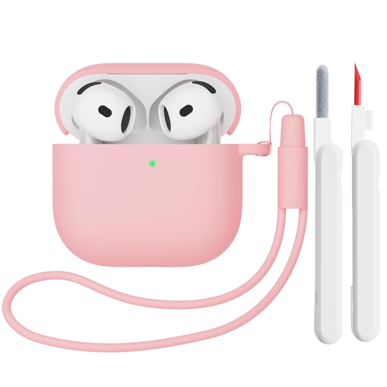 Mocarheri Funda de Silicona Compatible con AirPods 4.ª Generación con Kit de Limpiador, Fundas Protectora de Silicona para AirPods de 4 Generacion 2024, LED Visible Frontal, Negro — view 14
