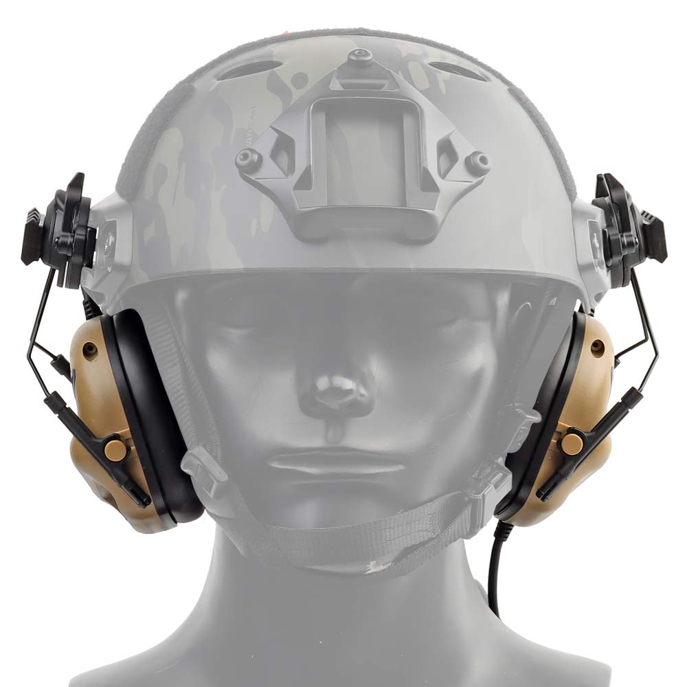 ATAIRSOFT Auricolare tattico Microfono Impermeabile Senza Funzione di riduzione del Rumore Tan