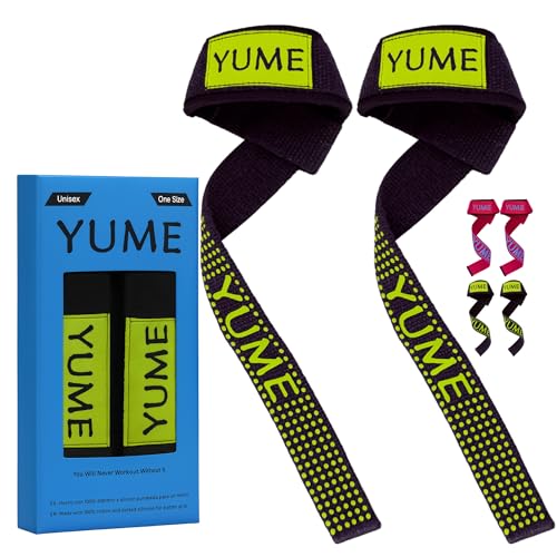 YUME Straps Gym de Algodón 100% con Silicona Antideslizante, Correas Levantamieto de Pesas Straps Powerlifting, Complemento para el Gimnasio, Lifting Straps, Peso Muerto(NEGRO)