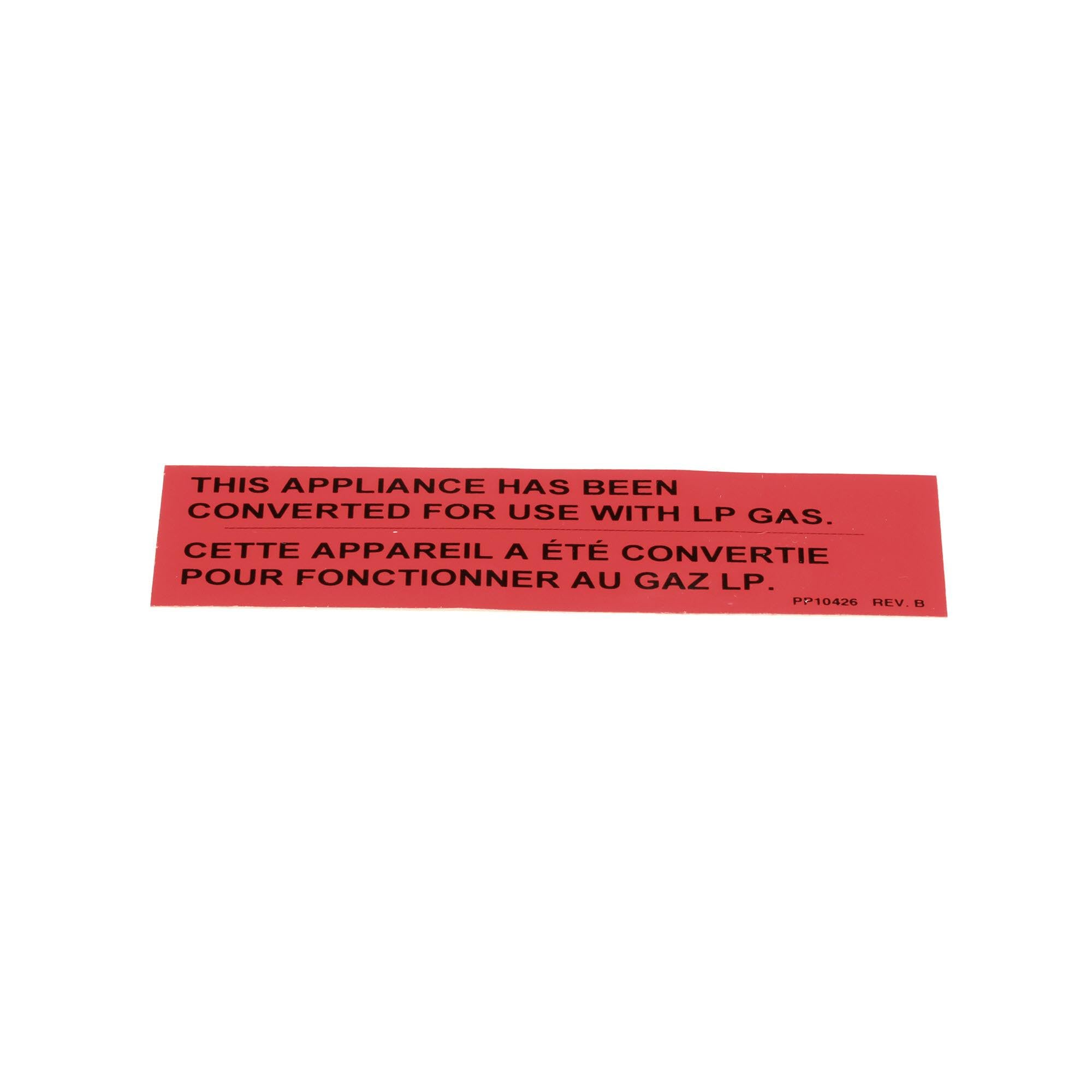 Pitco Label,Gas Notice Cvrsn Lp