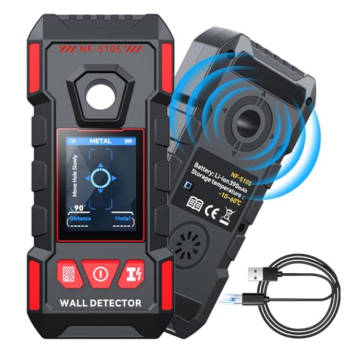 Stud Finder, Rechargeable Stud Finder Wall Scanner with Upgraded Intelligent Chip for Wood Metal Studs AC Wires Joists Pipes, Stud Detector Support HD LCD Display and Voice, Accurate Positioning