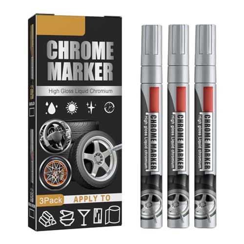 High Gloss Liquid Chrome Marker, 3Pcs Car Repair Scratch Remover Pen, Waterproof, Portable (2)