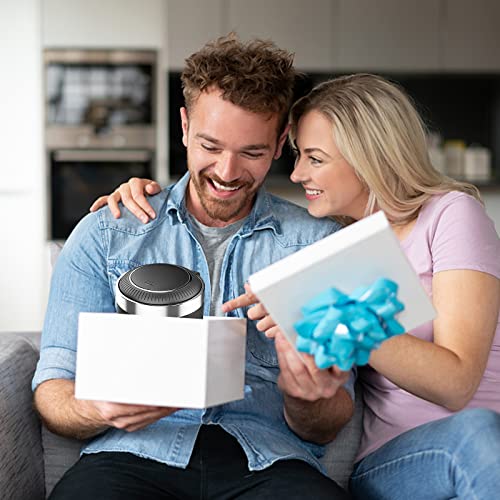 Auto Aschenbecher, LYCXAMES Tragbarer Edelstahl Fahrzeug Rauchfreien Aschenbecher Zigarette mit Deckel & LED Beleuchtet für Autos Vans Outdoor Camping, Schwarz