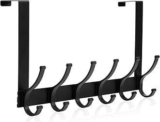 Over The Door Hooks, Door Hanger Hooks for Hanging, Over The Door Towel Racks for Bathroom, Coat Rack Door Towel Hanger Towel Hooks (1Pack, Black)