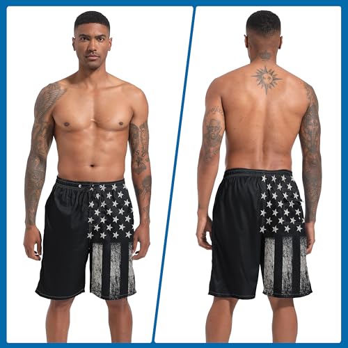 FT FENTENG Mens Swim Trunks with Compression Liner 9" Board Shorts 2 in 1 Quick Dry Beach Swimwear Bathing Suits for Men2