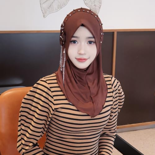 Honganda Fashion Women Hijab Head Scarf, Soft Muslim Instant Turbans Hijab Head Wrap Scarf Shawls Wrap for Muslim Women2