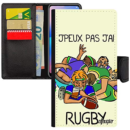 Coque iPhone SE 2022 j'peux pas j'ai rugby coque drôle simili cuir idéale pour les jours de match