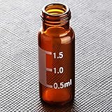 Autosampler Vials,2mL Amber Sample Vials with Write-on Spot and Graduations,Screw top 9-425 Thread Finish,12mm ID x 32mm L(Pack of 100)