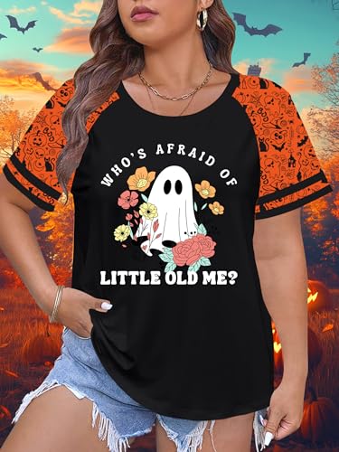 Plus Size Halloween Shirts for Women Pumpkin Graphic Tshirt Fall Casual Short Sleeve Tee Tops2