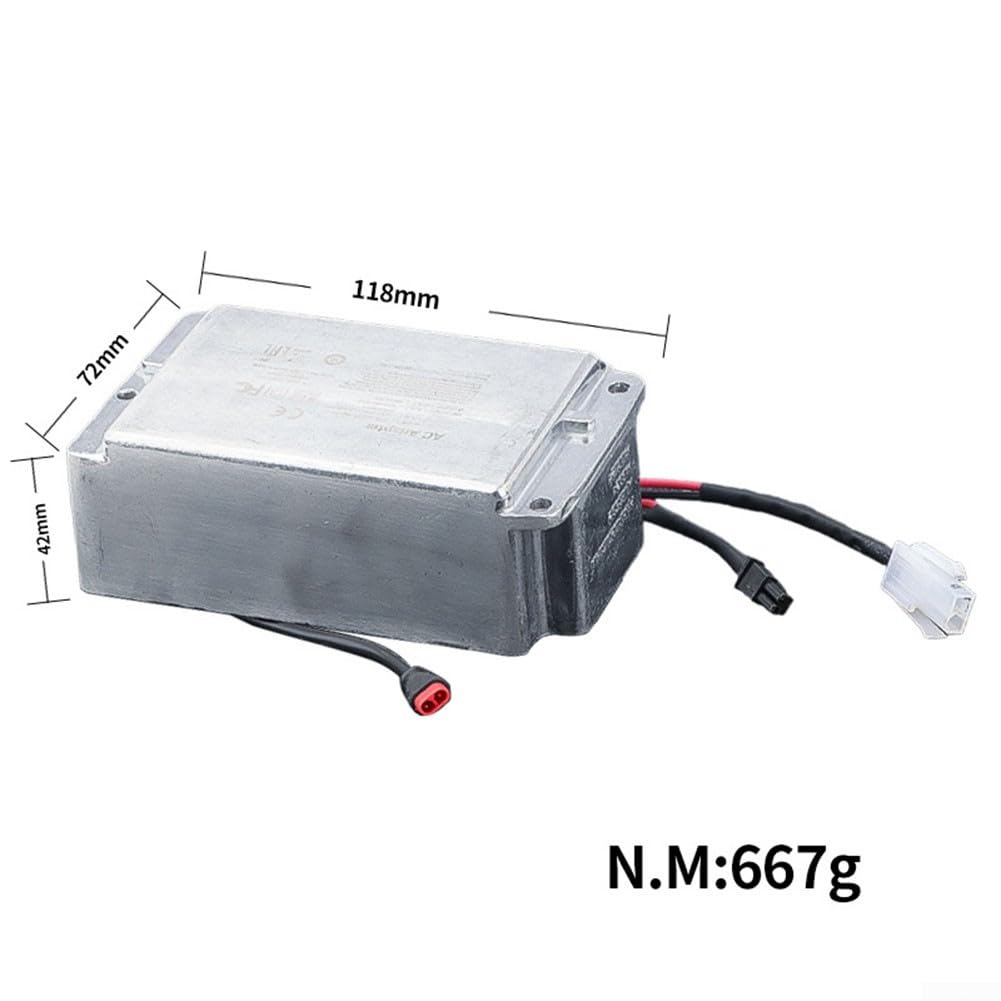 Eawfgtuw Wbudowana ładowarka do hulajnogi elektrycznej Ninebot Max G30, trwały metal, kompaktowy, lekki, łatwy montaż, szybkie ładowanie, czarny, srebrny, 13 x 8 x 5 cm, 680 g