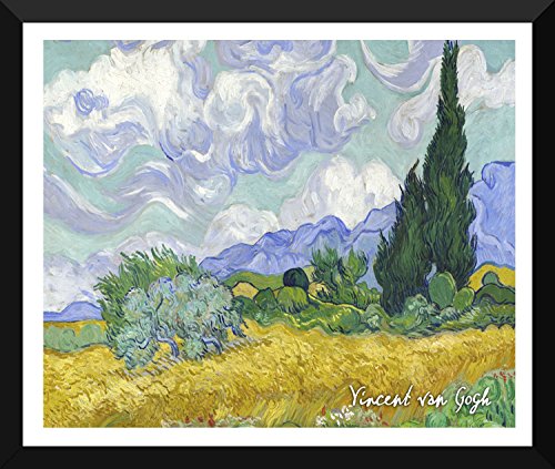 Image of Tallenge - Wheat Field With Cypresses - Top 10 Vincent Van Gogh Poster Collection - Large Poster Paper - Framed (24 x 34 inches)