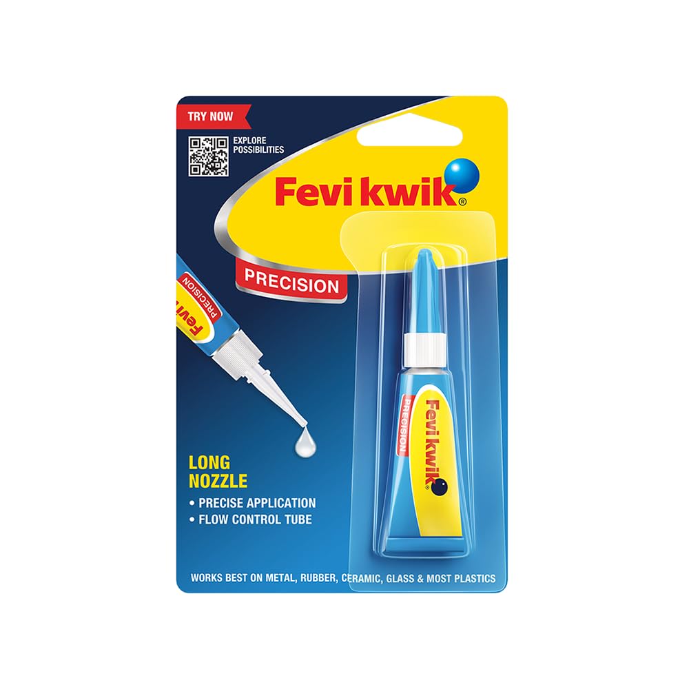 Pidilite Fevikwik Precision 3g | All Purpose Instant Glue For Accurate Repair | Longer Nozzle And Flow Control Tube | Ideal For Metal, Rubber, Ceramic, Glass | Multipurpose Use