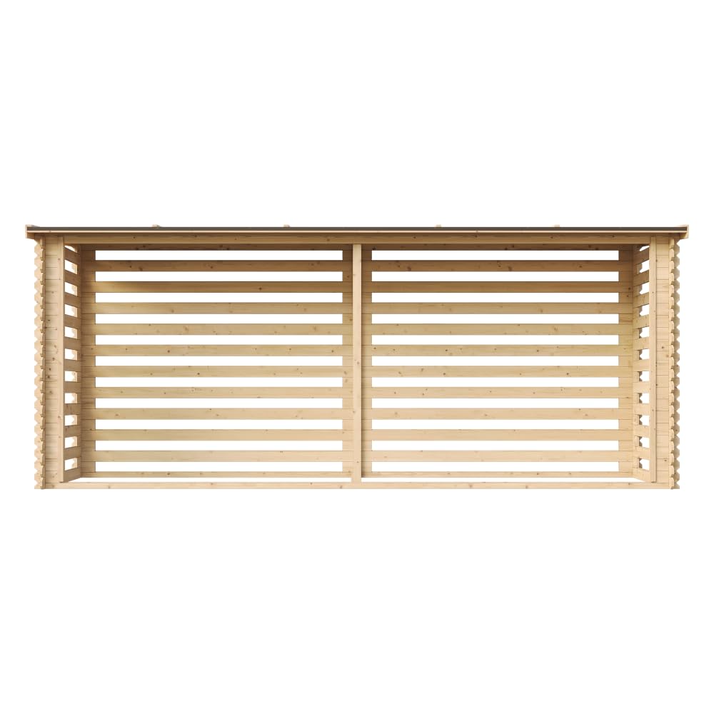 TIMBELA Legnaia da Esterno in Legno - Portalegna da Esterno - Casetta da Giardino in Legno - Porta Legna per Esterno 112x450xA199 cm/10 m3 M203
