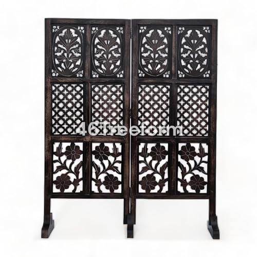 Image of Wooden Room Partition /Screen /Room Divider /Room Separator for Livng Room Bedroom Home Office Restarurant Hallway 20Inches Wide (2 Panel 4 Feet with Stands)